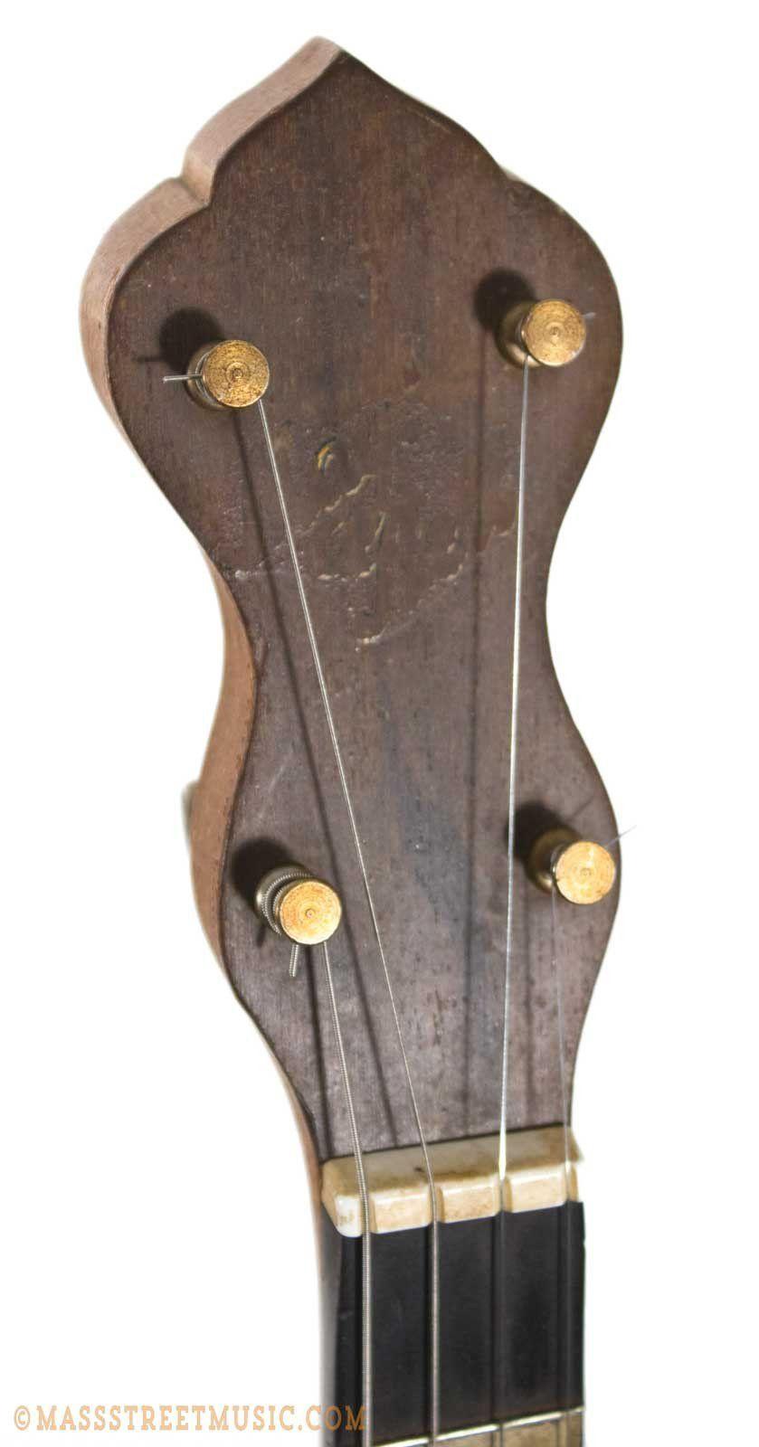 Banjo Headstock Logo - 1920s May Bbell Tenor Banjo painted fretboard | Mass Street Music Store