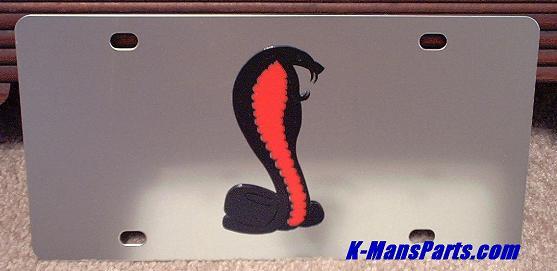 Red and Black Cobra Logo - Mustang Cobra emblem (black/red) s/s plate