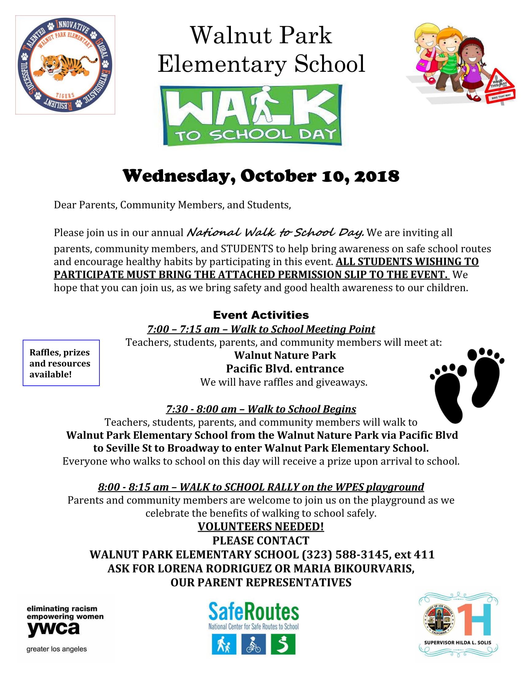 Ask Elementary Logo - Walnut Park Elementary School Walk to School Day