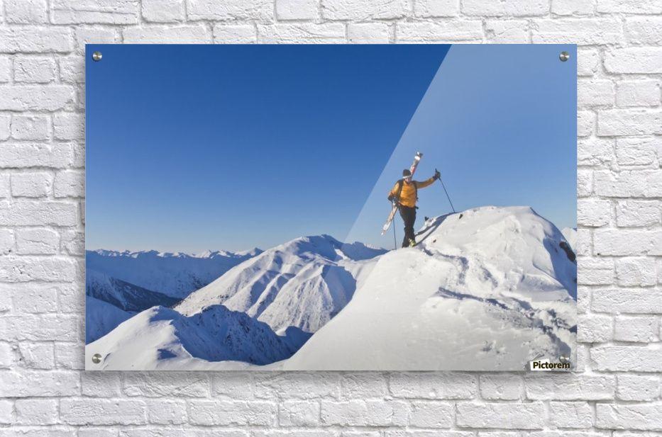 Snow Ridge Logo - Man climbing a snow ridge for back country skiing, Turnagain Pass ...