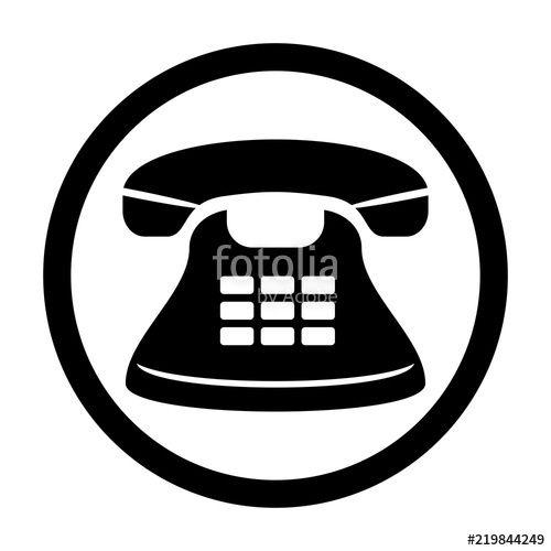Landline Logo - Phone icon. Black and white landline phone icon. Flat vector.