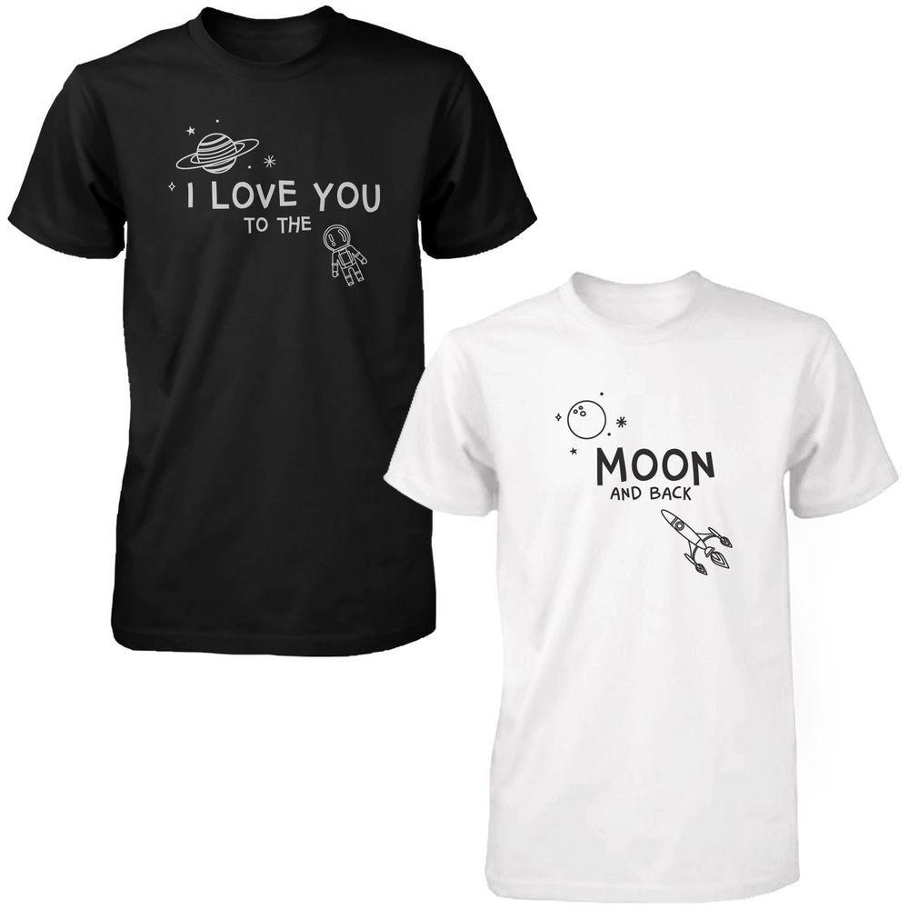 I Love You Black and White Logo - I Love You to the Moon and Back Cute Couple Shirts Black and White