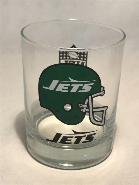 NY Jets Old Logo - New York NY JETS Clear Lowball Whiskey Glass |Authentic NFL Football ...