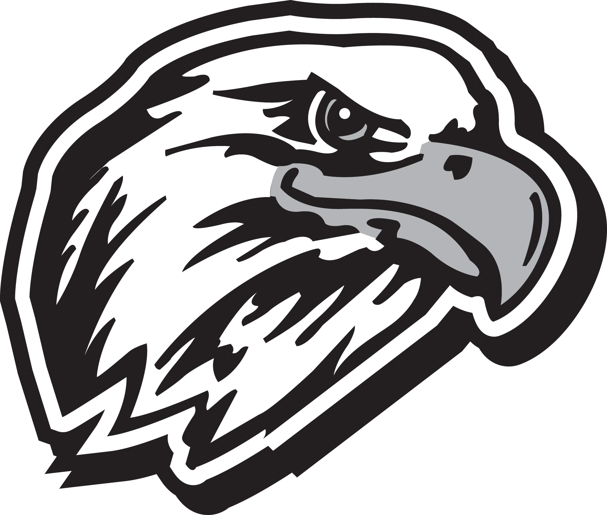Black and White Eagle Football Logo - Eagle football mascot picture download - RR collections