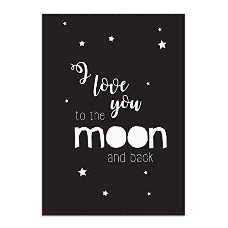 I Love You Black and White Logo - DesignClaud I Love You To The Moon And Back And White Poster