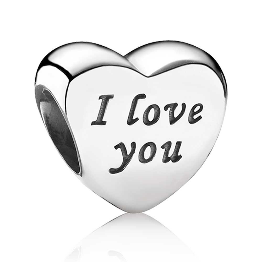 I Love You Black and White Logo - PANDORA Silver I Love You Hearts Charm 791422. The Jewel Hut