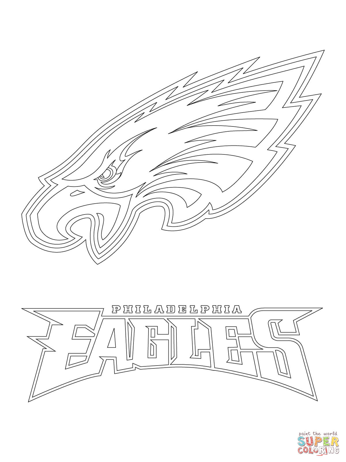 Black and White Eagle Football Logo - Philadelphia Eagles Logo coloring page | Free Printable Coloring Pages