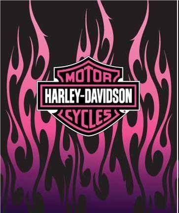 Harley-Davidson Pink Logo - Harley Davidson Pink Flames Plush Queen Blanket 76x94