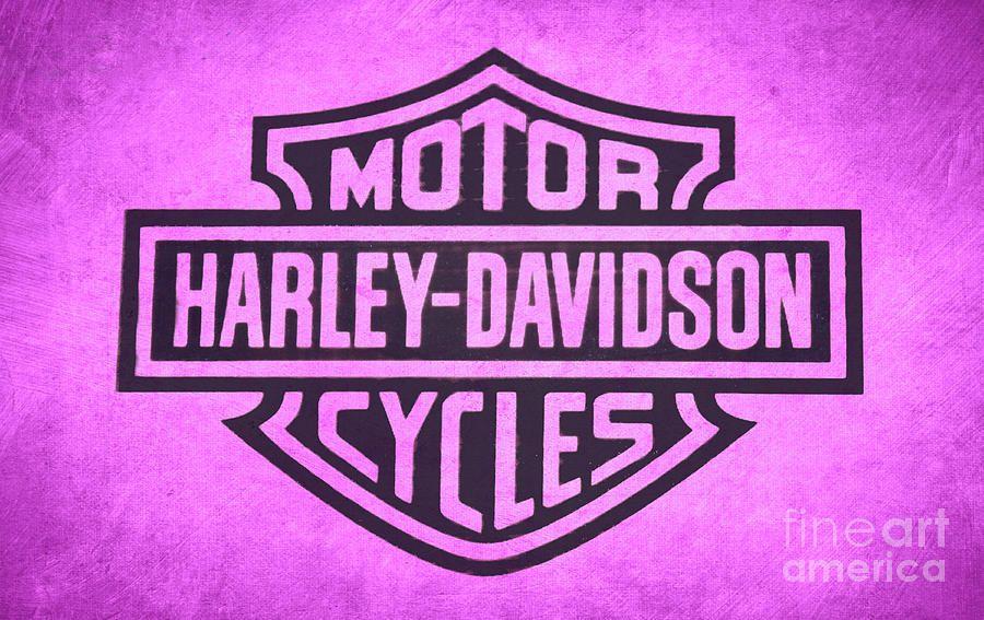 Harley-Davidson Pink Logo - Harley Davidson Logo On Pink Metal Digital Art by Randy Steele