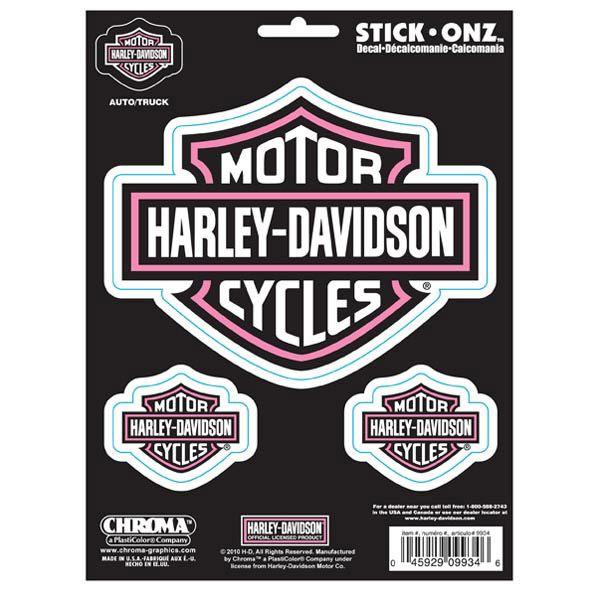 Harley-Davidson Pink Logo - Harley-Davidson Pink Bar and Shield Auto Decal Set at Retro Planet