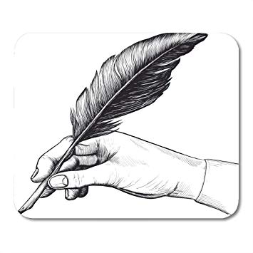 Quill in Hand Logo - Amazon.com : Nakamela Mouse Pads Vintage Black Quill Drawing of Hand