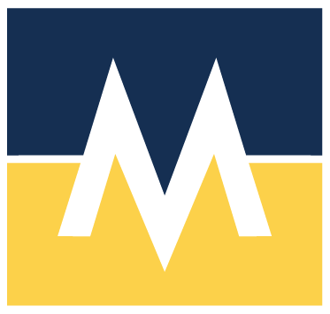 Yellow and Blue M Logo - Maynard