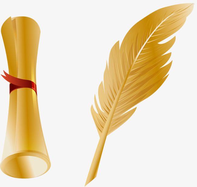 Quill in Hand Logo - Vector Hand Painted Gold Quill Pen, Hand Vector, Gold Vector, Pen