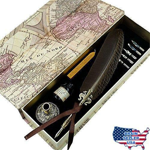 Quill in Hand Logo - GC Quill Feather Pen Set- 100 Hand Craft Golden Calligraphy Holder ...