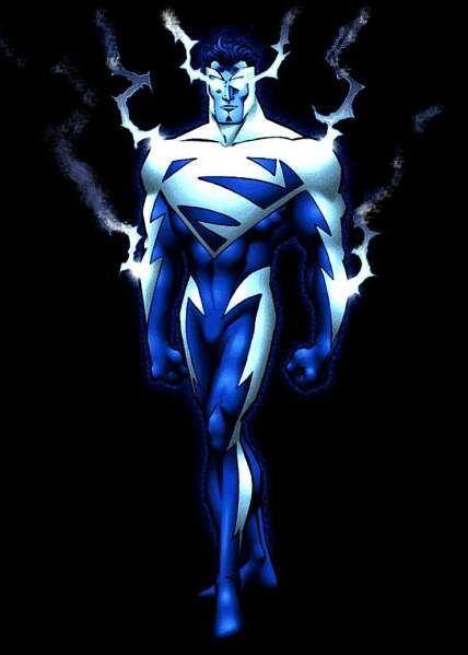 Blue and White Superman Logo - Superman when his powers temporarily changed to electricity-based ...
