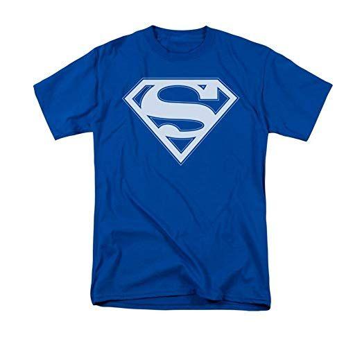 Blue and White Superman Logo - Amazon.com: Superman Blue & White Shield Adult T-shirt: Clothing