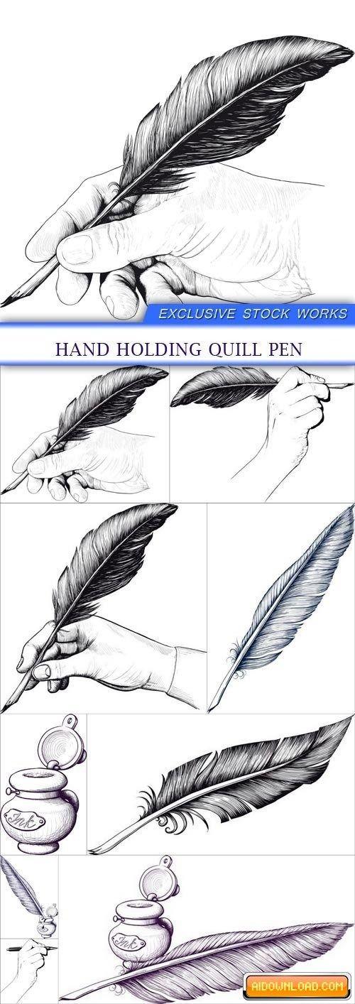 Quill in Hand Logo - Hand holding quill pen 9X EPS Free Download. Free Graphic Templates