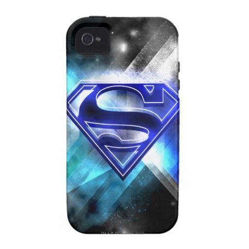Blue and White Superman Logo - Blue White Crystal Superman Logo IPhone 4 Case. Superman Birthday