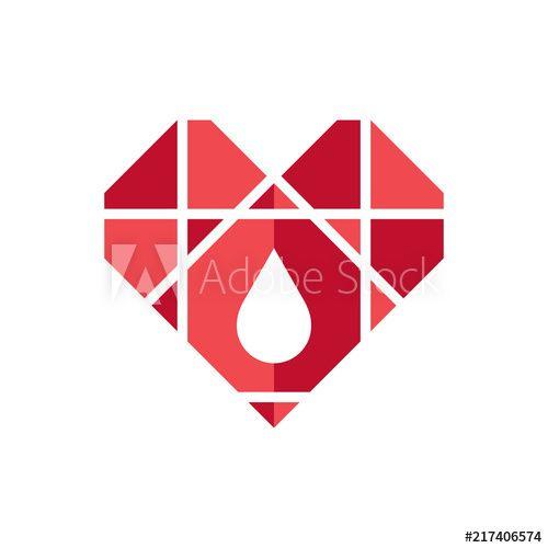 Medical Heart Logo - Geometric medical heart logo template. Blood Transfusion Service ...