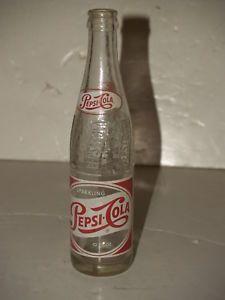 Vintage Pepsi Bottle Logo - Vintage Pepsi Bottle Red & White Label Embossed Glass 10 Oz New York