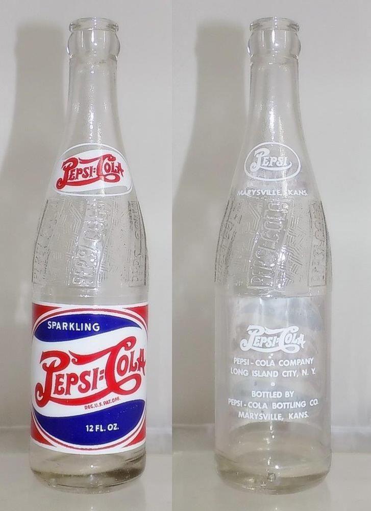 Vintage Pepsi Bottle Logo - Vintage RWB Double Dot Pepsi Cola Soda Bottle Marysville Kansas 12 ...