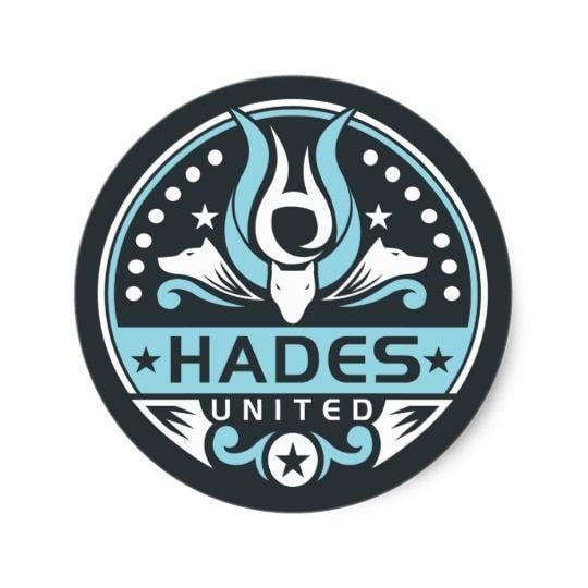 Hades Logo - Hades United Logo Navy Blue Classic Round Sticker | Zazzle.co.uk