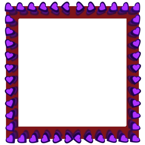Purple Red Square Logo - Purple Love Hearts Reflection on Red Square Border | 3D Borders
