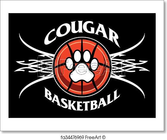 Cougar Basketball Logo - Free art print of Cougar basketball. Cougar basketball team design