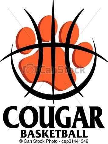 Cougar Basketball Logo - Vector - cougar basketball - stock illustration, royalty free ...