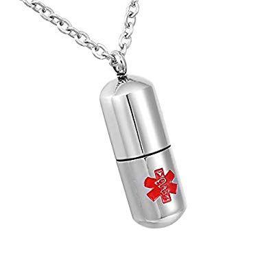 Silver On a Red Hand Logo - Rainbowie 1Pc Silver Plated, Red Stainless Steel Medical Logo Hand