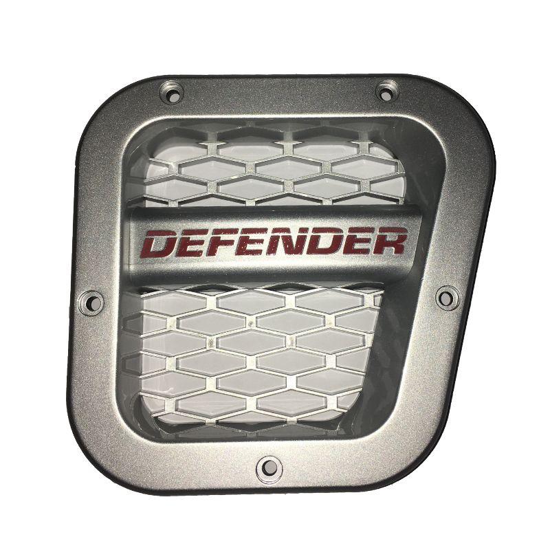 Silver On a Red Hand Logo - Defender Right Hand Side Vent Silver