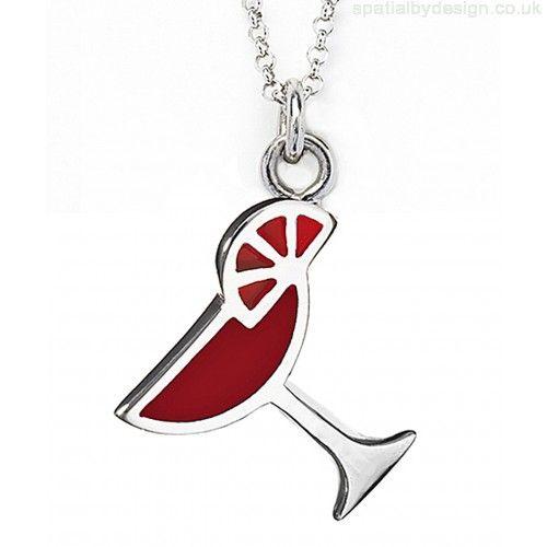 Silver On a Red Hand Logo - Jan Leslie Martini Glass Pendant / Charm Necklace 351446601 Red ...