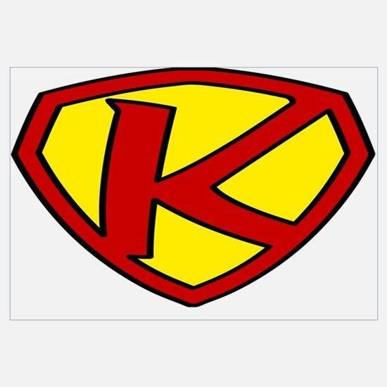 Yellow and Red K Logo - Super Hero Letter, K Wall Art | CafePress