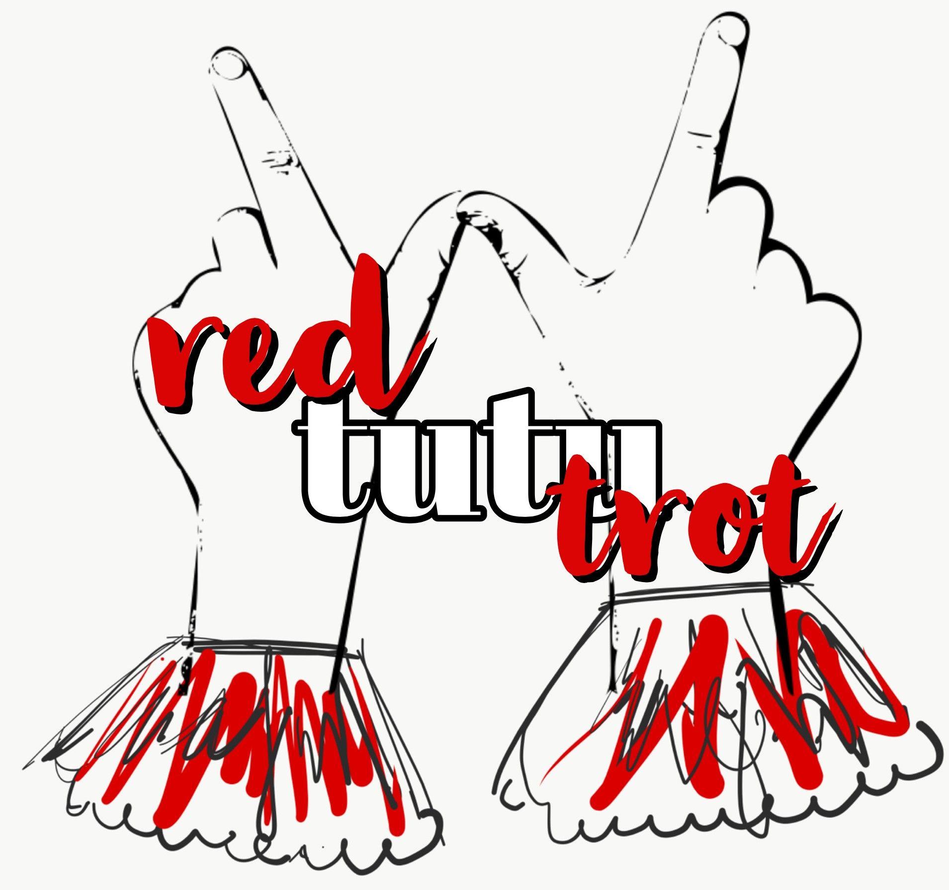 Silver On a Red Hand Logo - Red Tutu Trot. Silver Circle Sports Events