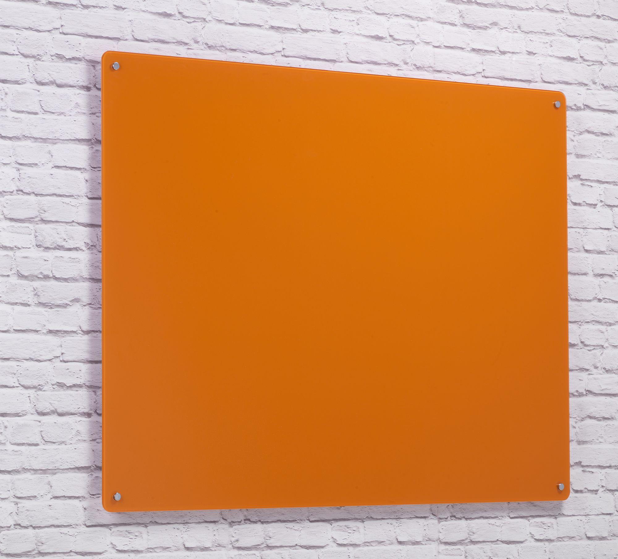 Orange Rectangle Logo - Glassboard With Custom Logo 600 x 450mm Wall Mounted Orange