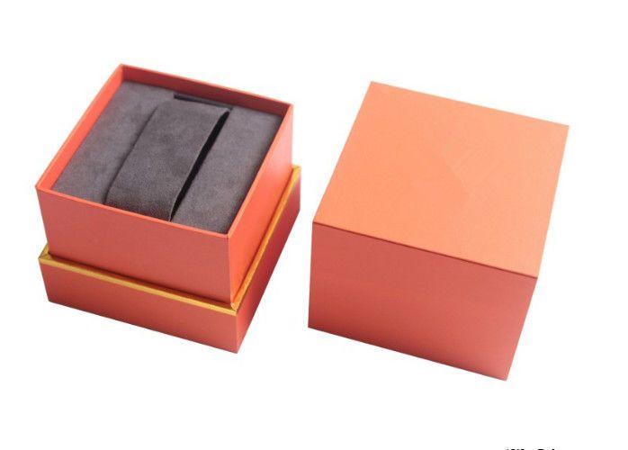 Orange Rectangle Logo - Cardboard Single Watch Box Packaging Orange Surface Glossy Laminated