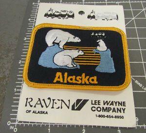 Colorful Alaska Logo - Alaska, 3 polar bear on the ice, colorful iron on Embroidered Patch