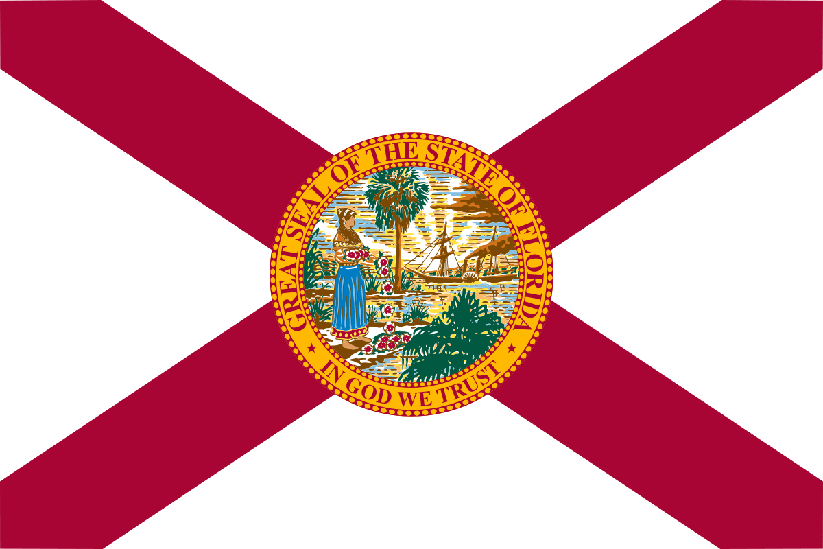 Red with Yellow Banner 1783 Logo - Flag of Florida