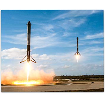 SpaceX Star Logo - Amazon.com: Lone Star Art SpaceX Falcon Heavy Boosters Landing ...