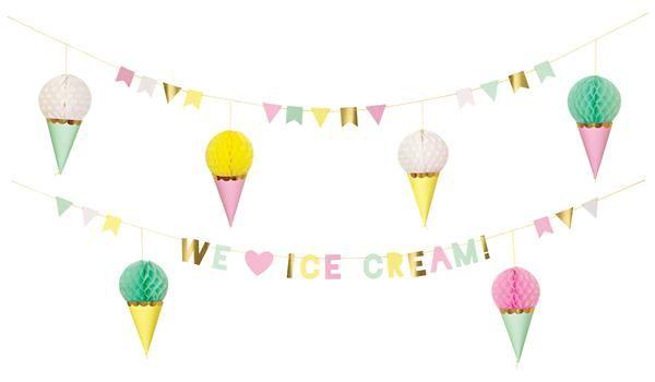Red with Yellow Banner 1783 Logo - Ice Cream Party Banner. Bridal Shower. Baby. Birthday. Ice cream