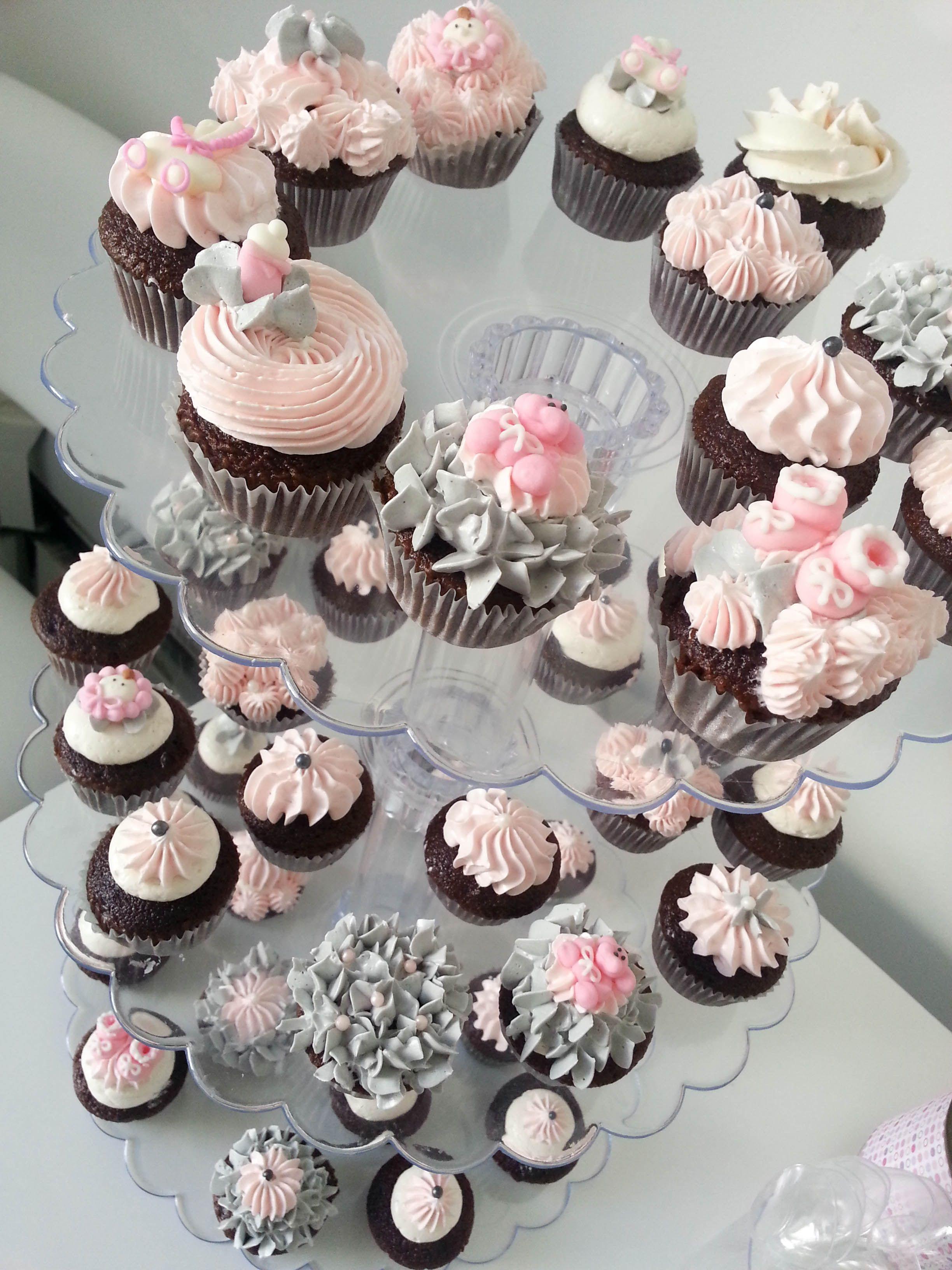 Gray and Pink Cupcake Logo - Baby Shower Mini : Dozen | CandiCake