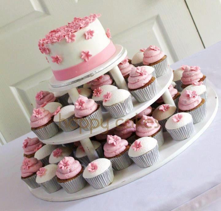 Gray and Pink Cupcake Logo - beautiful grey and pink wedding cake and cupcakes | All about ...