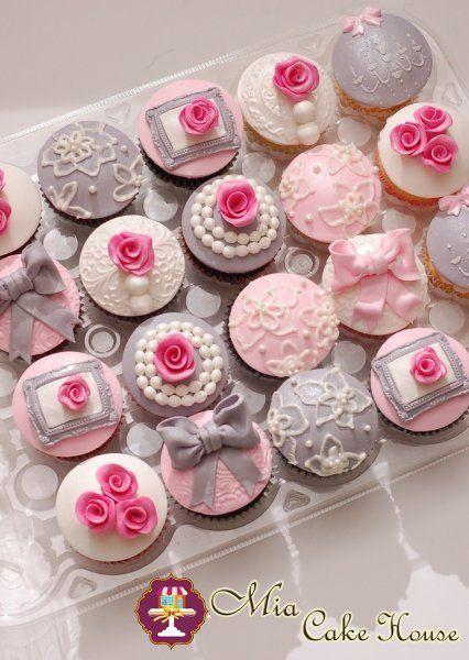 Gray and Pink Cupcake Logo - Pink, White, Gray Cupcakes. Cake decorating. Cupcakes, Cake, Pink