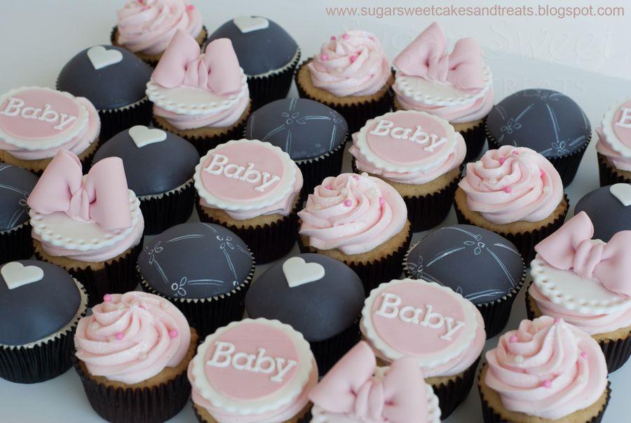 Gray and Pink Cupcake Logo - Gray And Pink Baby Shower Cupcakes