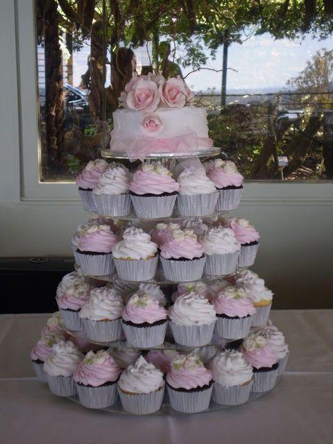 Gray and Pink Cupcake Logo - Yellow Grey And Pink Square Wedding Cake Cupcakes Photo