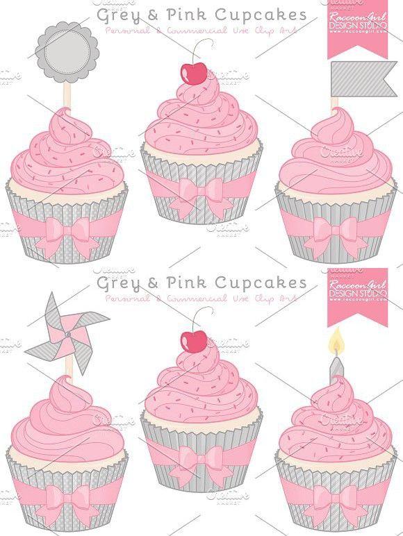 Gray and Pink Cupcake Logo - Grey & Pink Cupcake Clipart #girly. Pink Graphic Design. Pink