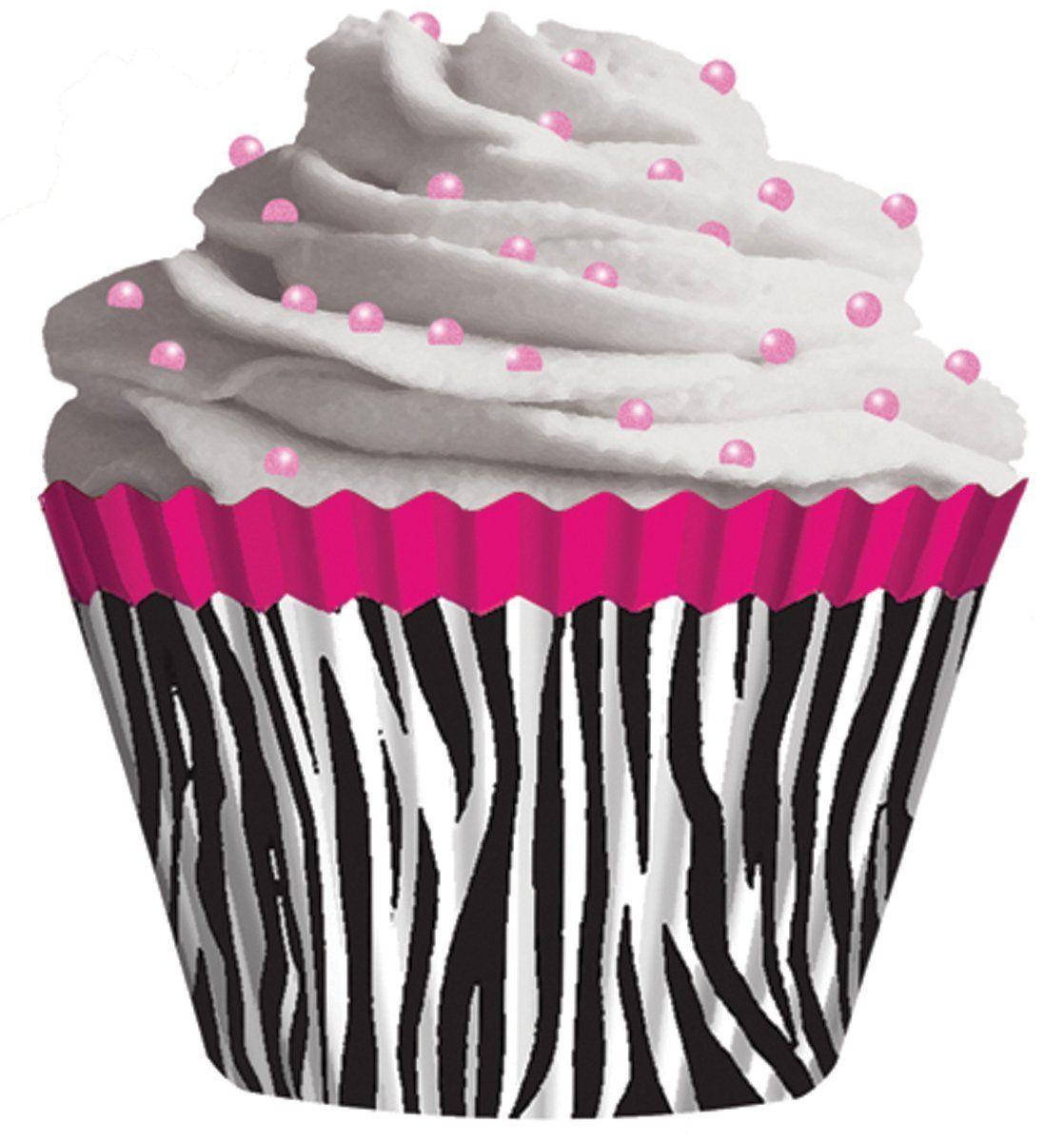 Gray and Pink Cupcake Logo - Cupcake Creations Pink Zebra Cupcake Holders, 2 Inch, 32