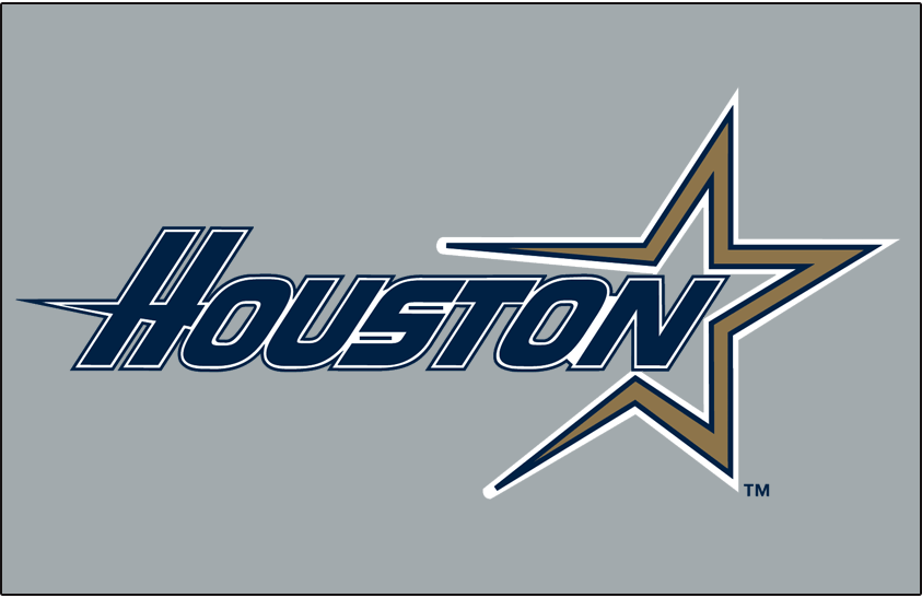 Blue and Gold Star Logo - Houston Astros Jersey Logo (1997) - HOUSTON in blue with a gold star ...