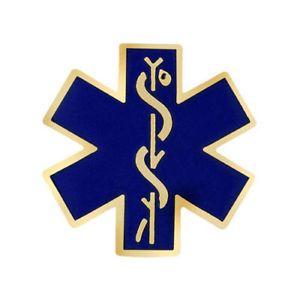 Blue and Gold Star Logo - Blue Star of Life Lapel Pin Gold Trim Caduceus Medical Emblem EMS ...