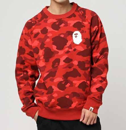 Red Camo BAPE Ape Logo - Bape Color Camo Ape Head Sweatshirt | Dopestudent